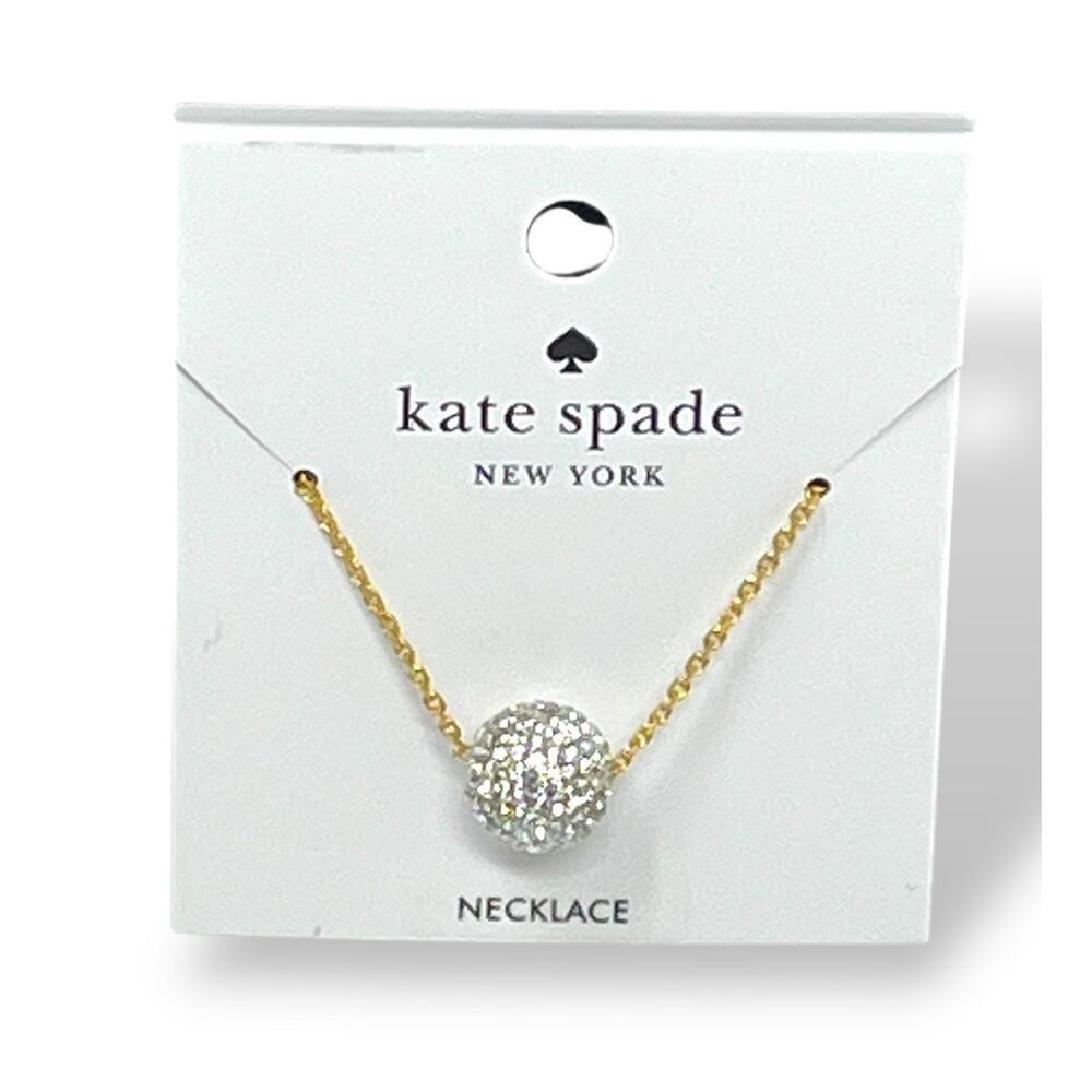 Kate Spade Razzle Dazzle Mini Pendant Necklace – Clear / Worn Gold